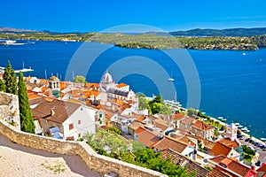 Sibenik waterfront and st James cathedral view from above photo