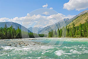 Siberia. Altai. View on green valley photo