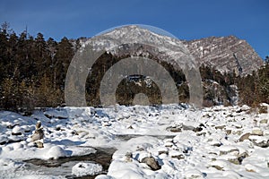 Siberia, Eastern Sayan mountains, the Kyngarga river winter land