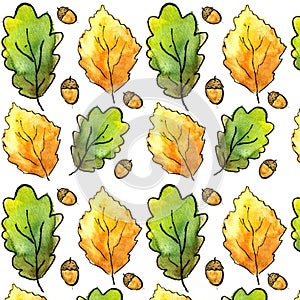 Siberian autumn watercolor pattern