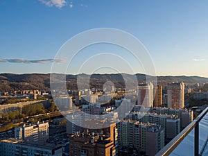 Siberian city of Krasnoyarsk. Mountains and Right Bank