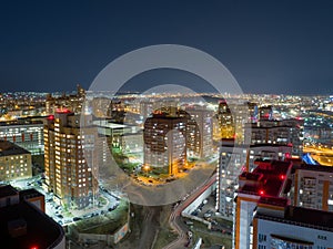 Siberian city of Krasnoyarsk. View from above