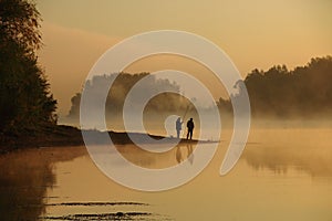 Siberian fishing in the morning