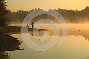 Siberian fishing in the morning
