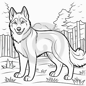 Siberian Husky Coloring Page: New Leipzig School Style