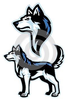 Siberian husky dog mascot set