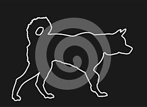 Siberian Husky dog vector line contour silhouette illustration.