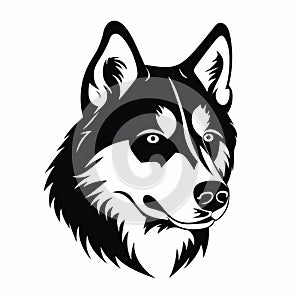 Siberian Husky Icon: Bold Black And White Vector Illustration