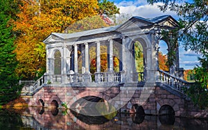 The Siberian marble gallery - marmoreal bridge in the landscape park of Tsarskoe Selo