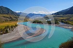 Siberian river Katun in Altai mountains