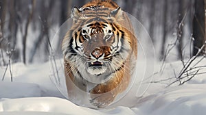 Siberian tiger in a snowy landscape