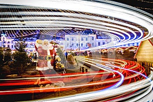 Sibiu Christmas Market in Transylvania Romania. Long exposure.