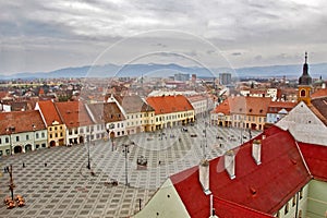 Sibiu Main Square view from above