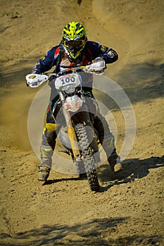 SIBIU, ROMANIA - JULY 18: Dougy Herbert competing in Red Bull ROMANIACS Hard Enduro Rally with a Korito motorcycle.