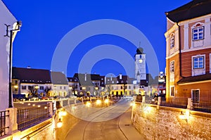 Sibiu in Romania, at night