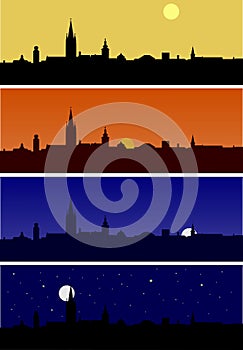 Sibiu skyline at different daytimes photo