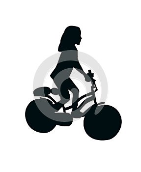 A sibling girl riding bcycle, silhouette vector