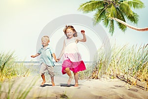 Sibling Happiness Summer Beach Vacations Concept