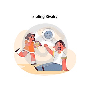 Sibling Rivalry concept. Flat vector illustration.