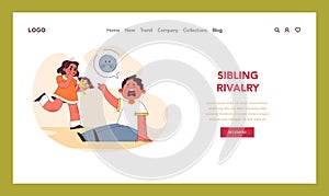 Sibling Rivalry concept. Flat vector