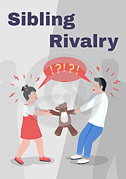 Sibling rivalry poster flat vector template