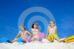 Siblings on the beach