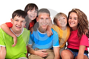 Siblings in colorful t shirts