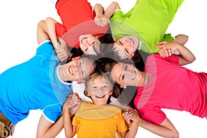 Siblings in colorful t shirts