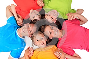 Siblings in colorful t shirts