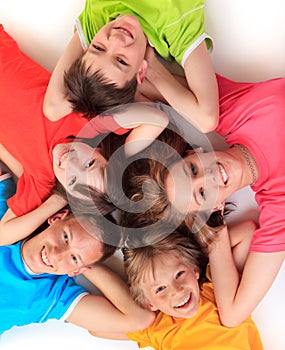 Siblings in colorful t shirts