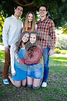 Siblings and cousins at a park