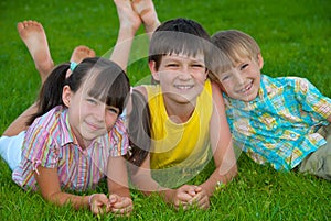 Siblings on grass