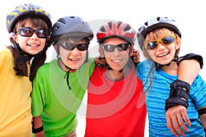 Siblings with helmets