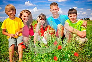 Siblings on meadow