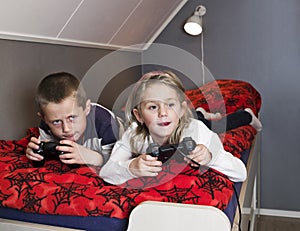 Siblings playing Video Games