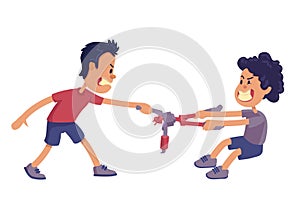 Siblings rivalry flat cartoon vector illustration