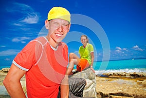 Siblings by the sea