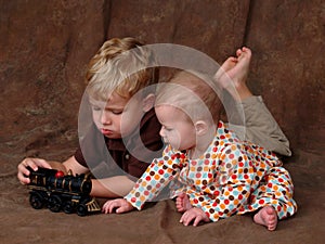 Siblings with Toy Train