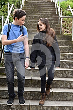 Siblings on way to school