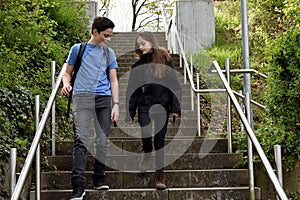 Siblings on way to school