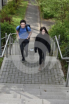 Siblings on way to school