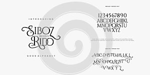 Siboz behind Rido font alphabet set vector illustrations photo