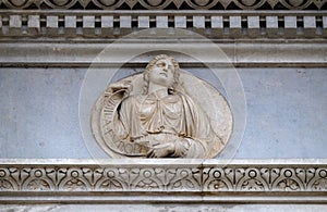 Sibyl of Europa, relief on the portal of the Cathedral of Saint Lawrence in Lugano