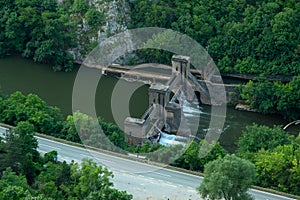 Sicevac gorge. Wonderful nature from a bird\'s eye view. Before sunrise. Old dam on the Nisava