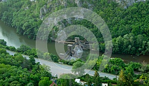 Sicevac gorge. Wonderful nature from a bird\'s eye view. Before sunrise. Old dam on the Nisava