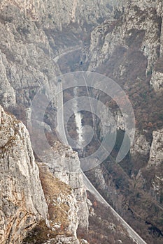 Sicevo gorge (Sicevacka klisura), with the road, railroad and Nisava river