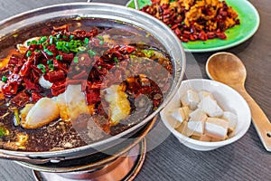 Sichuan boiled fish with spicy dried chillies