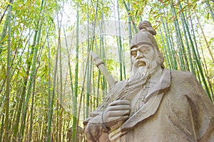 Huang Zhong Statue at Zhaohua Ancient Town. a famous historic site in Guangyuan, Sichuan, China.