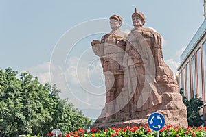 SICHUAN, CHINA - SEP 15 2014: Statues of Liu Bocheng and Yi peop