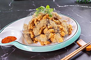 Sichuan cuisine, fried meat with coriander